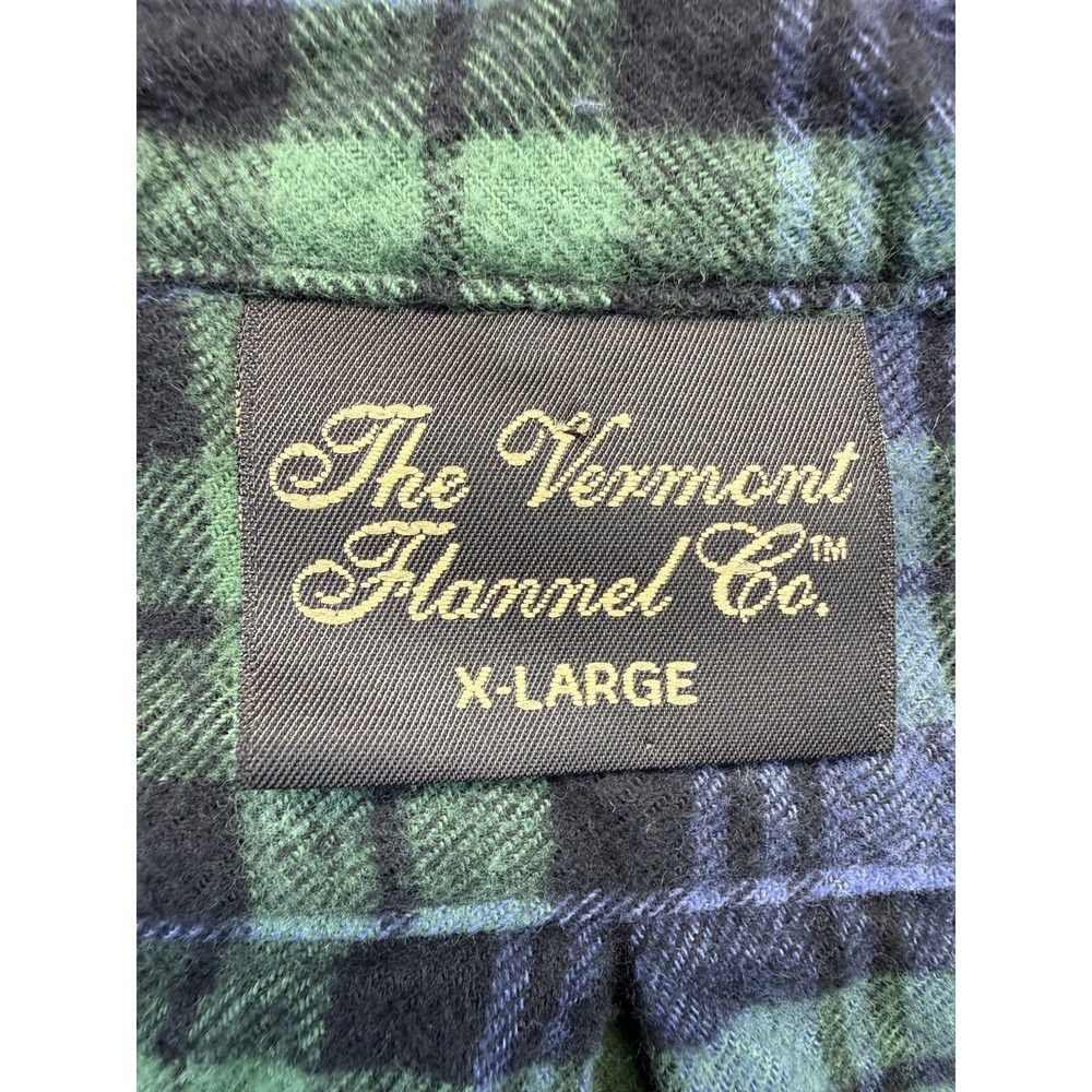 Vermont Flannel Co Mens XL Button Up Shirt Blue Green Plaid Cotton USA Heavy - Picture 6 of 11